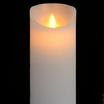 Luxe Collection 3 x 8 White Flickering Flame LED Wax Candle - Eudemonia Home Goods