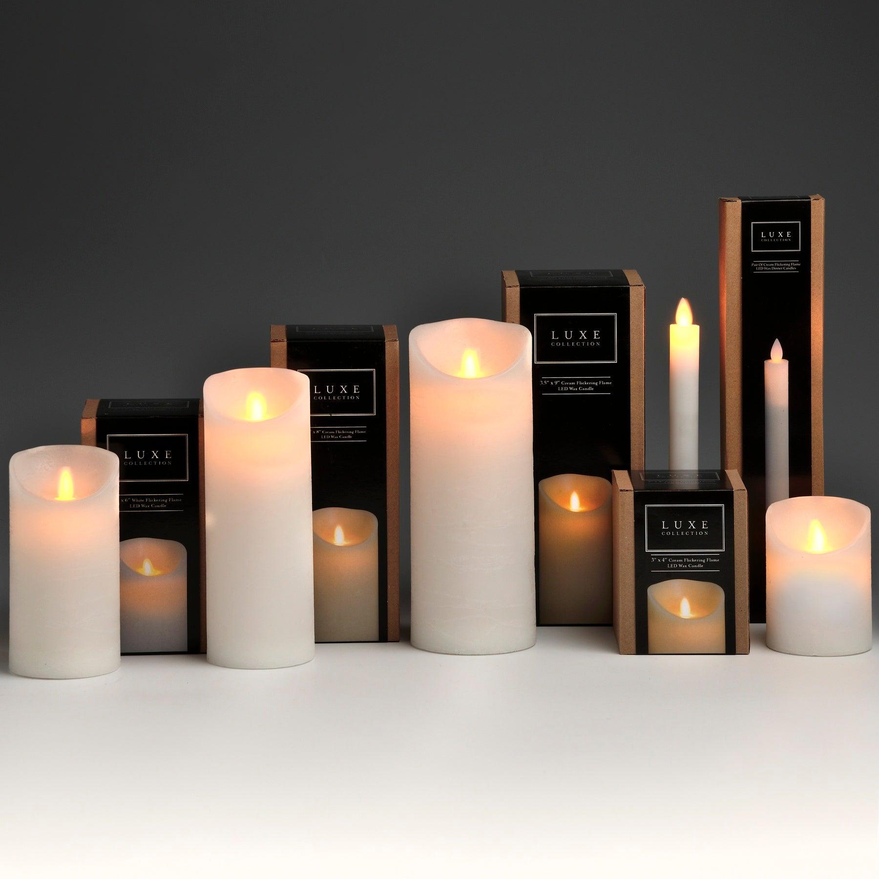 Luxe Collection 3.5 x9 White Flickering Flame LED Wax Candle - Eudemonia Home Goods