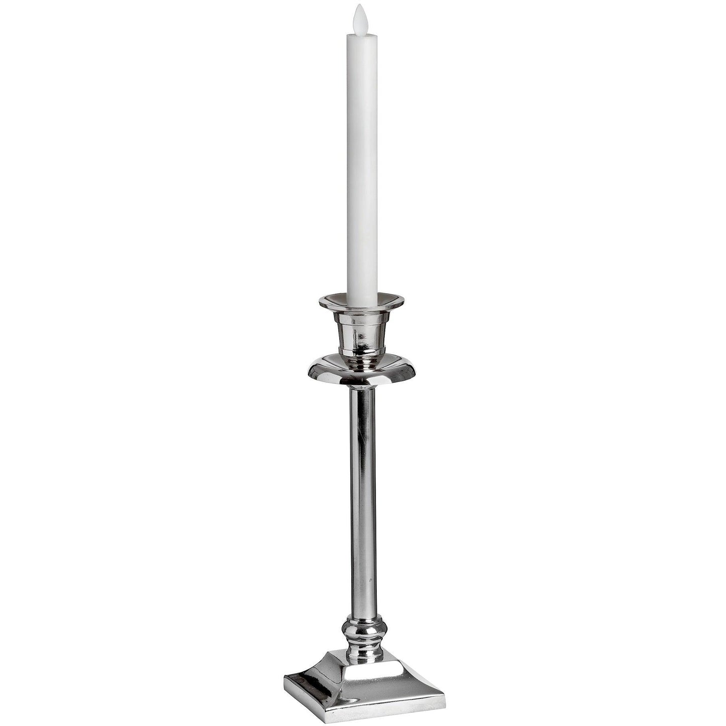 Pair Of White Luxe Flickering Flame LED Wax Dinner Candles - Eudemonia Home Goods