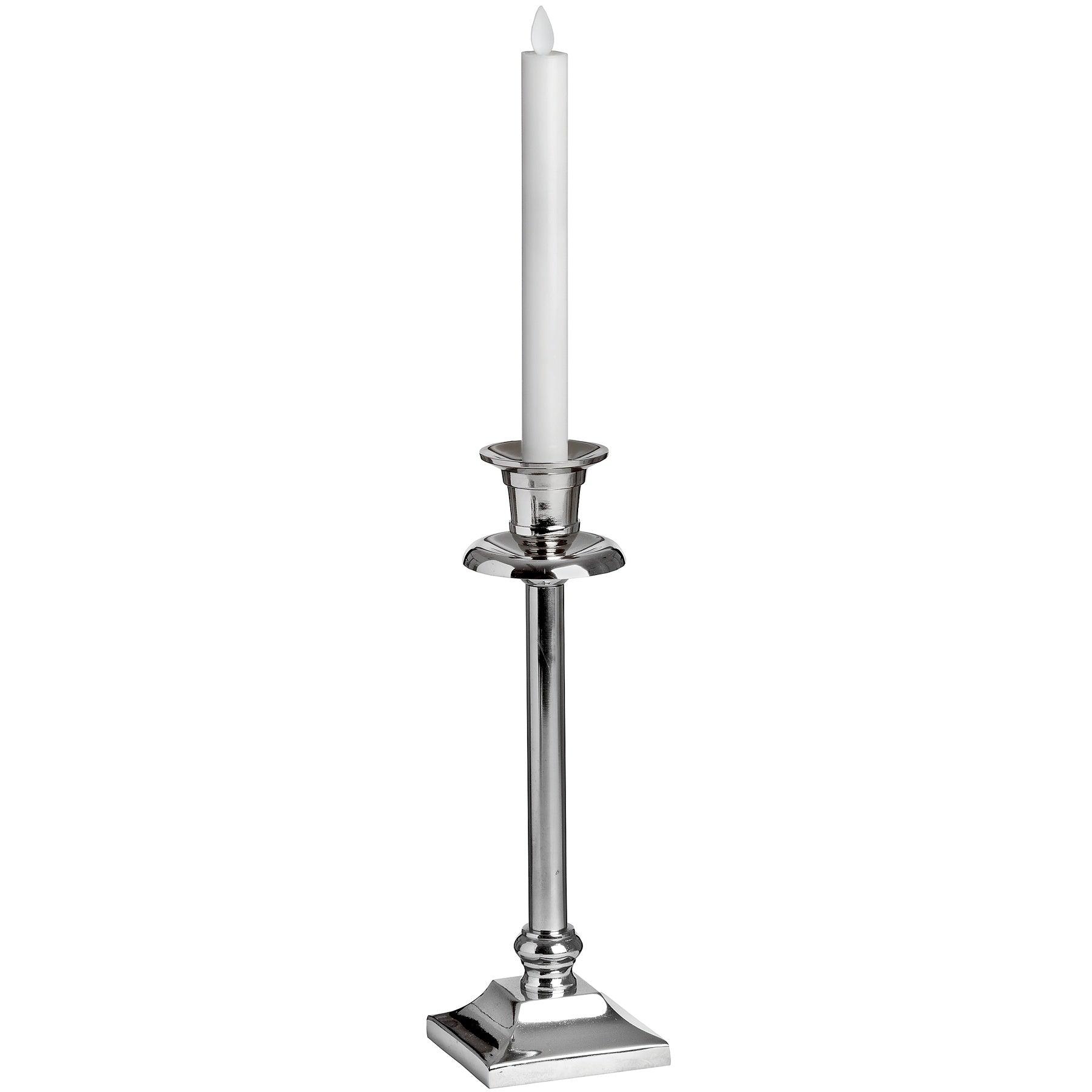 Pair Of White Luxe Flickering Flame LED Wax Dinner Candles - Eudemonia Home Goods