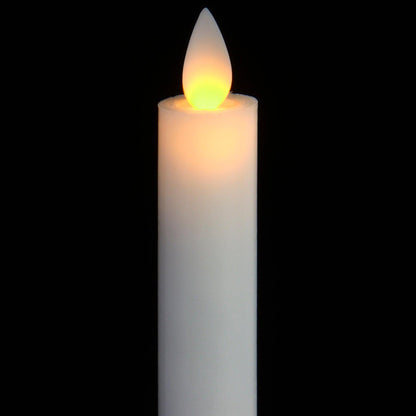 Pair Of White Luxe Flickering Flame LED Wax Dinner Candles - Eudemonia Home Goods