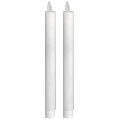 Pair Of White Luxe Flickering Flame LED Wax Dinner Candles - Eudemonia Home Goods