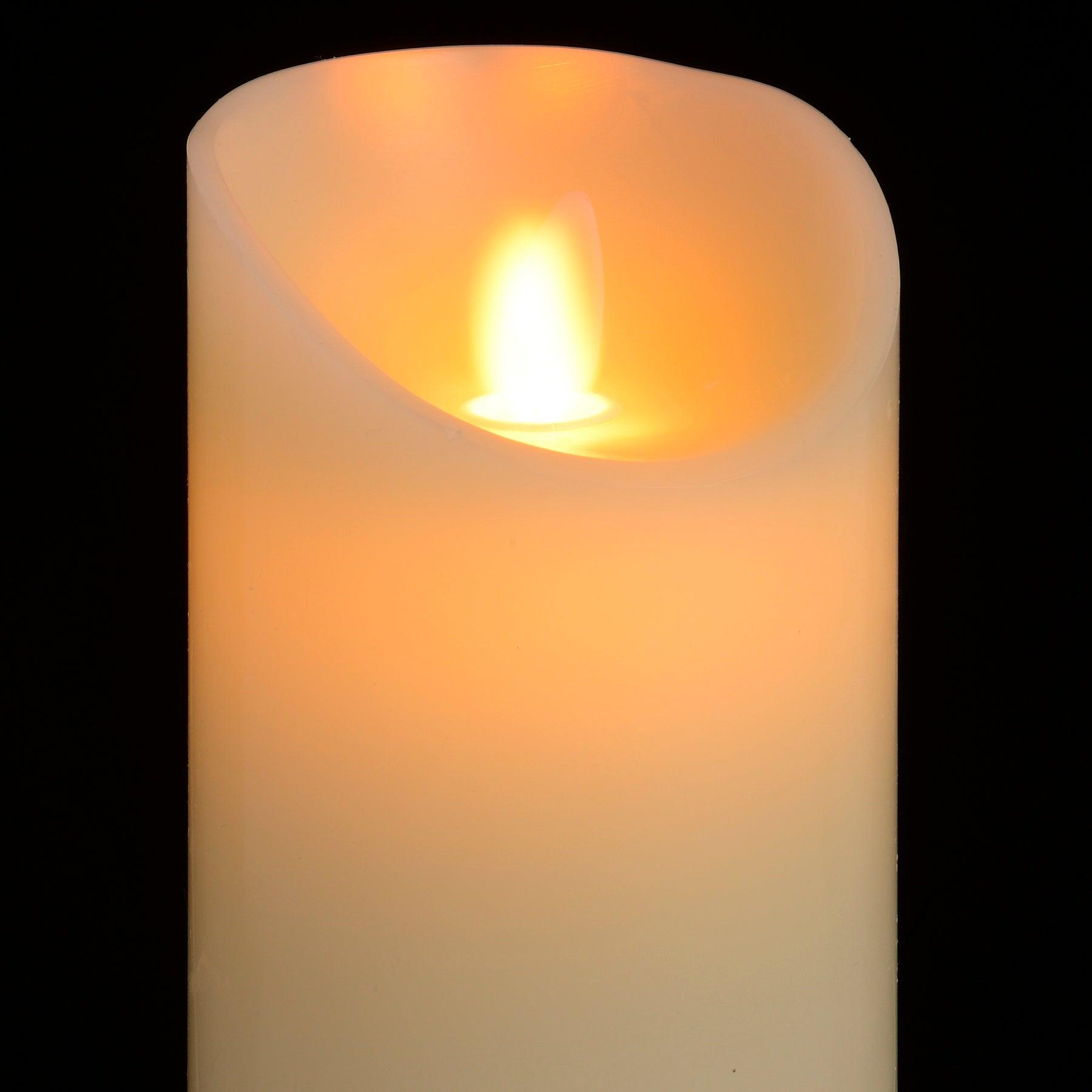 Luxe Collection 3 x 6 Cream Flickering Flame LED Wax Candle - Eudemonia Home Goods