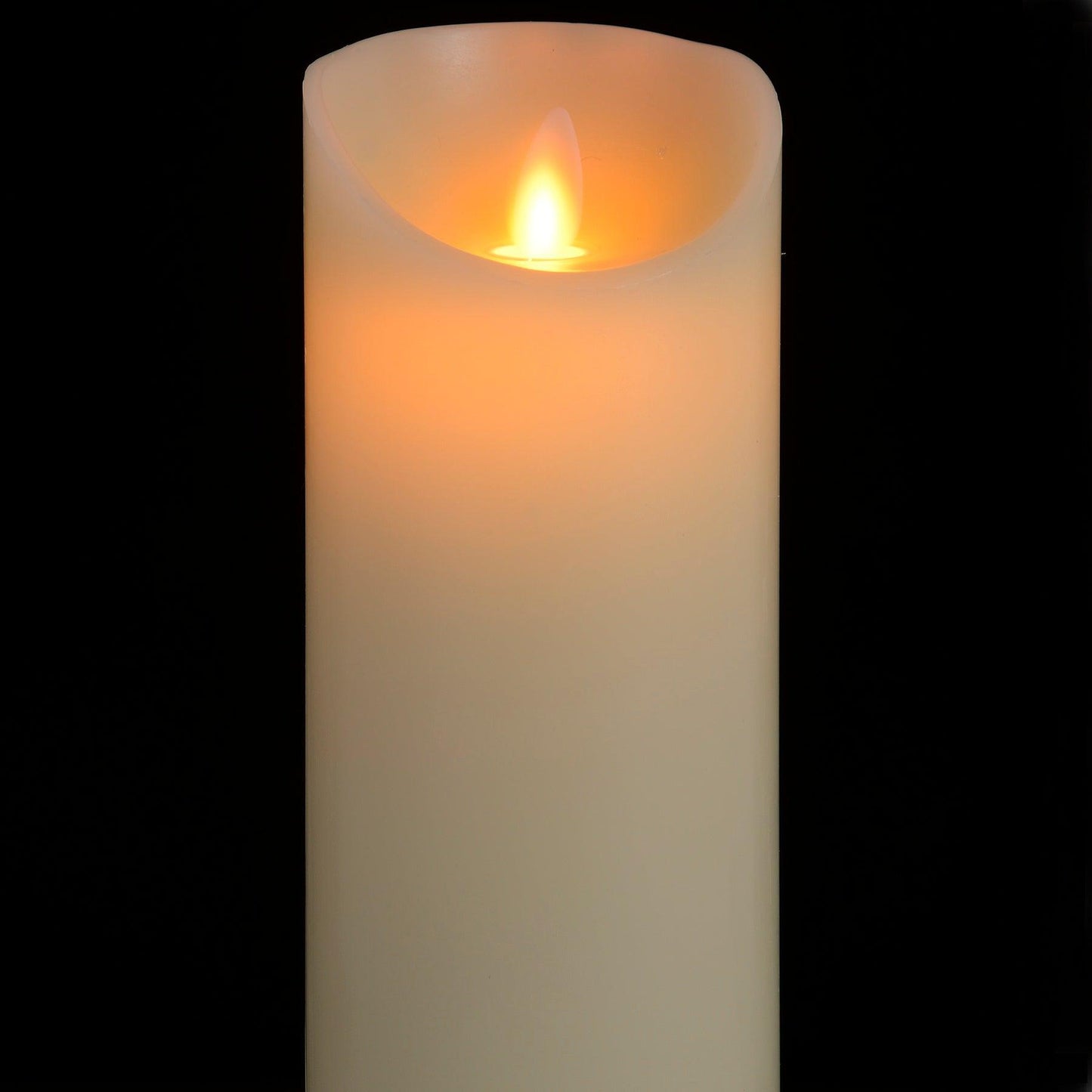 Luxe Collection 3 x 8 Cream Flickering Flame LED Wax Candle - Eudemonia Home Goods