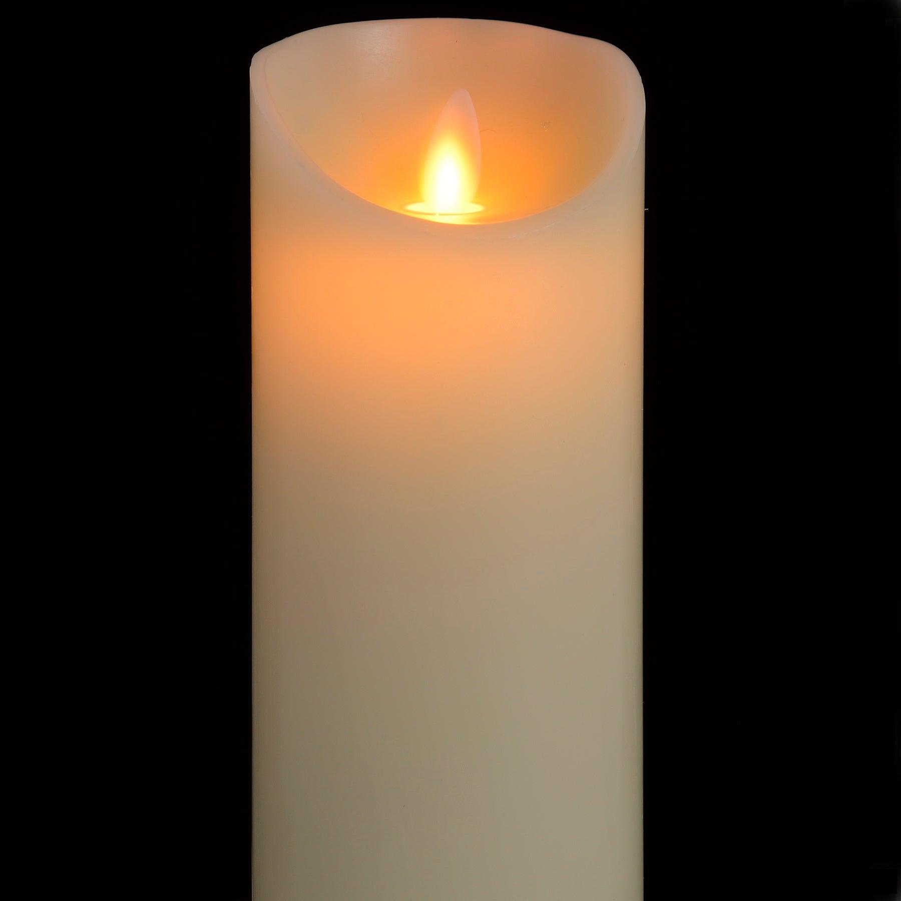 Luxe Collection 3 x 8 Cream Flickering Flame LED Wax Candle - Eudemonia Home Goods