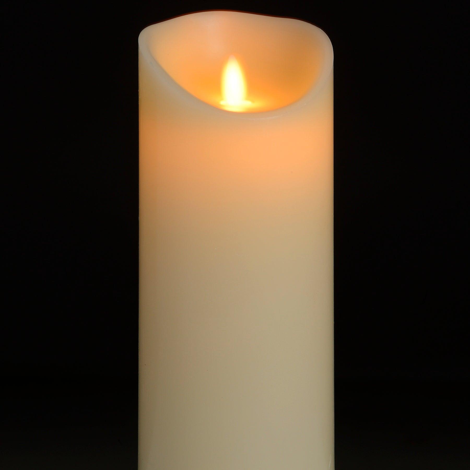 Luxe Collection 3.5 x9 Cream Flickering Flame LED Wax Candle - Eudemonia Home Goods