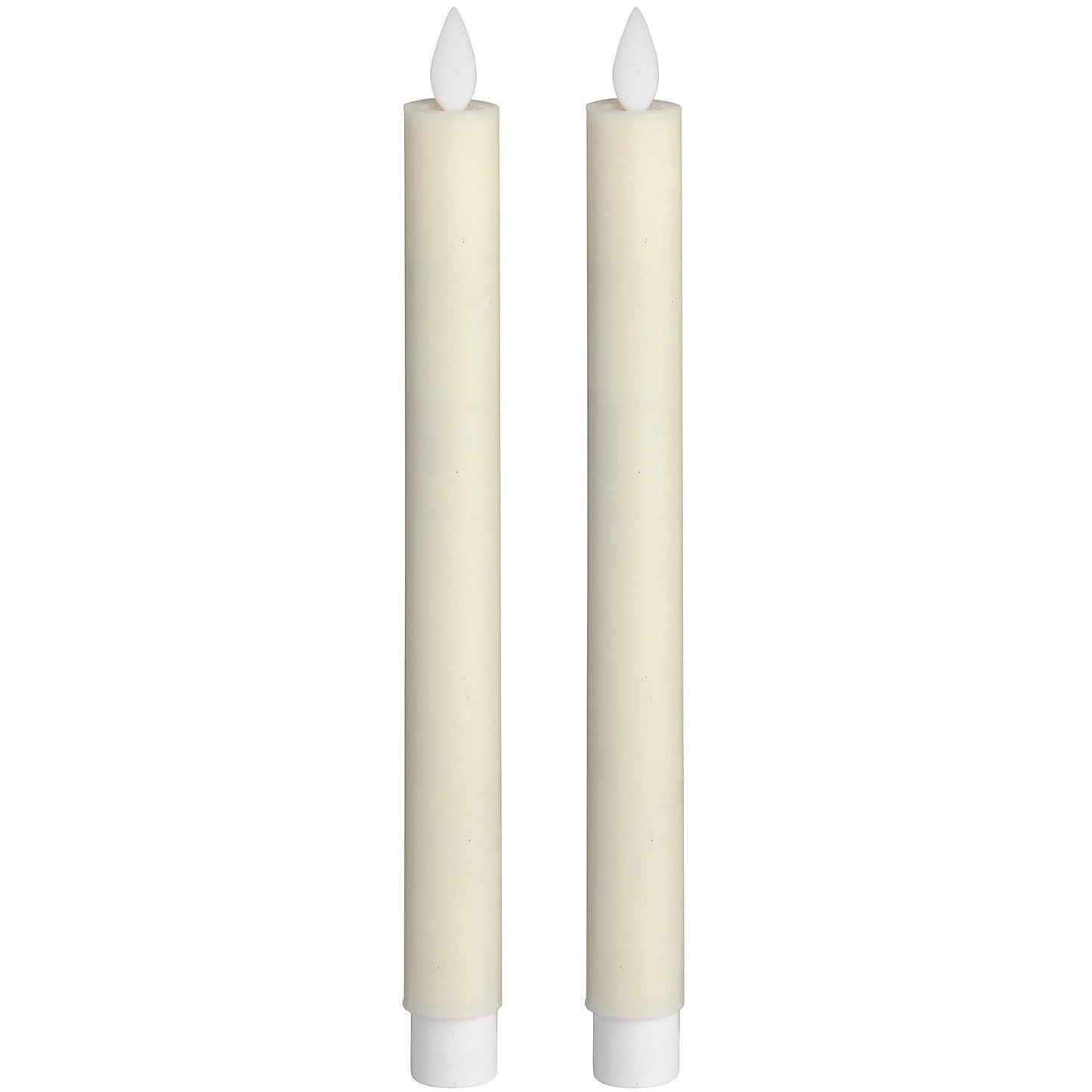Pair Of Cream Luxe Flickering Flame LED Wax Dinner Candles - Eudemonia Home Goods