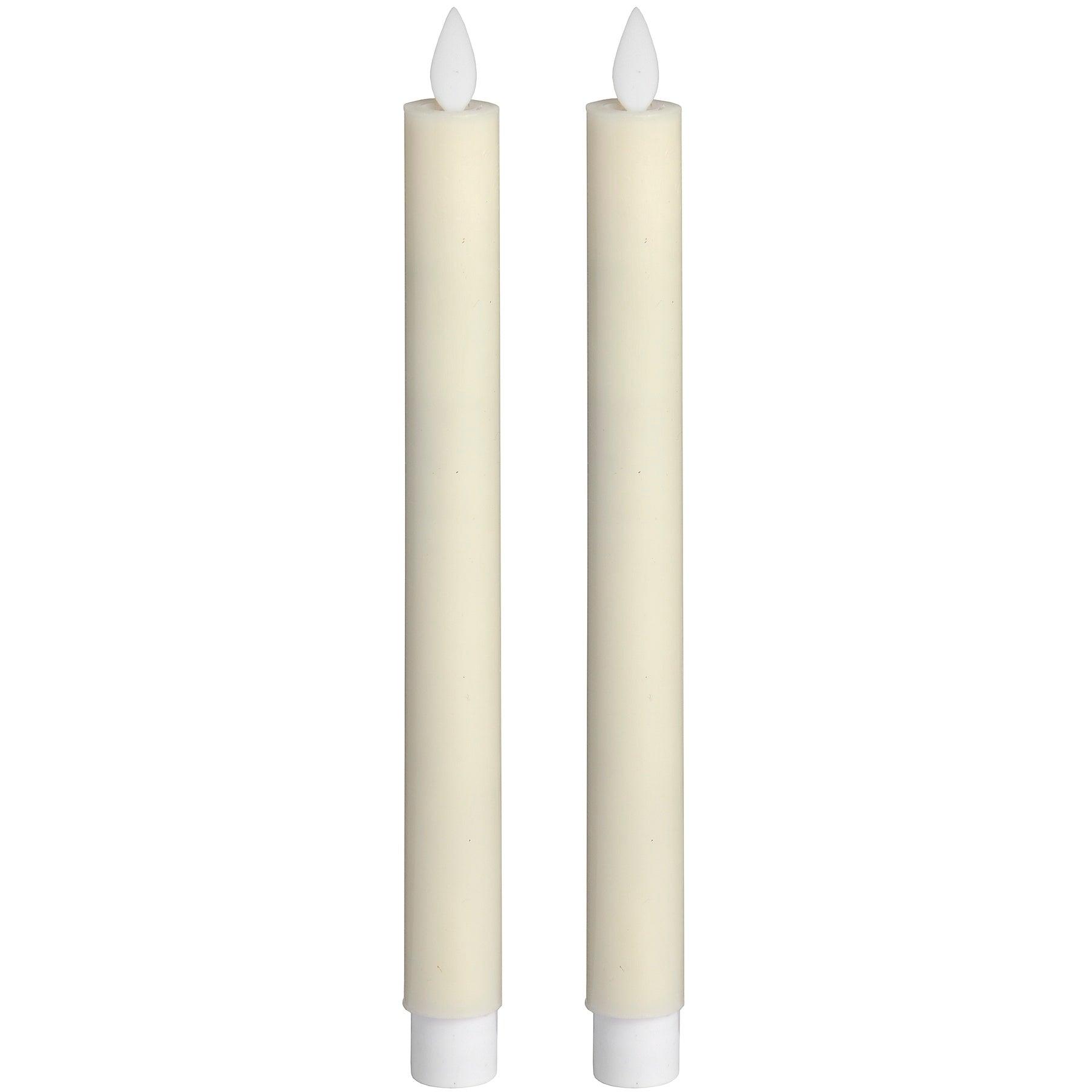 Pair Of Cream Luxe Flickering Flame LED Wax Dinner Candles - Eudemonia Home Goods
