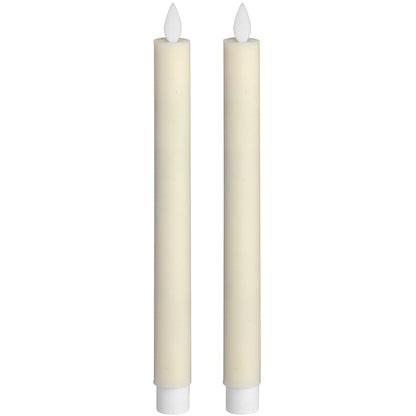 Pair Of Cream Luxe Flickering Flame LED Wax Dinner Candles - Eudemonia Home Goods