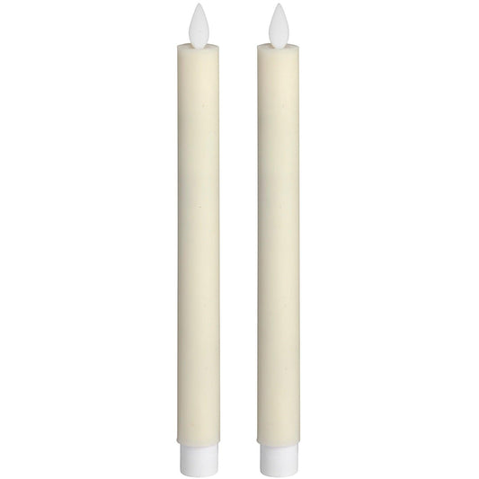 Pair Of Cream Luxe Flickering Flame LED Wax Dinner Candles - Eudemonia Home Goods
