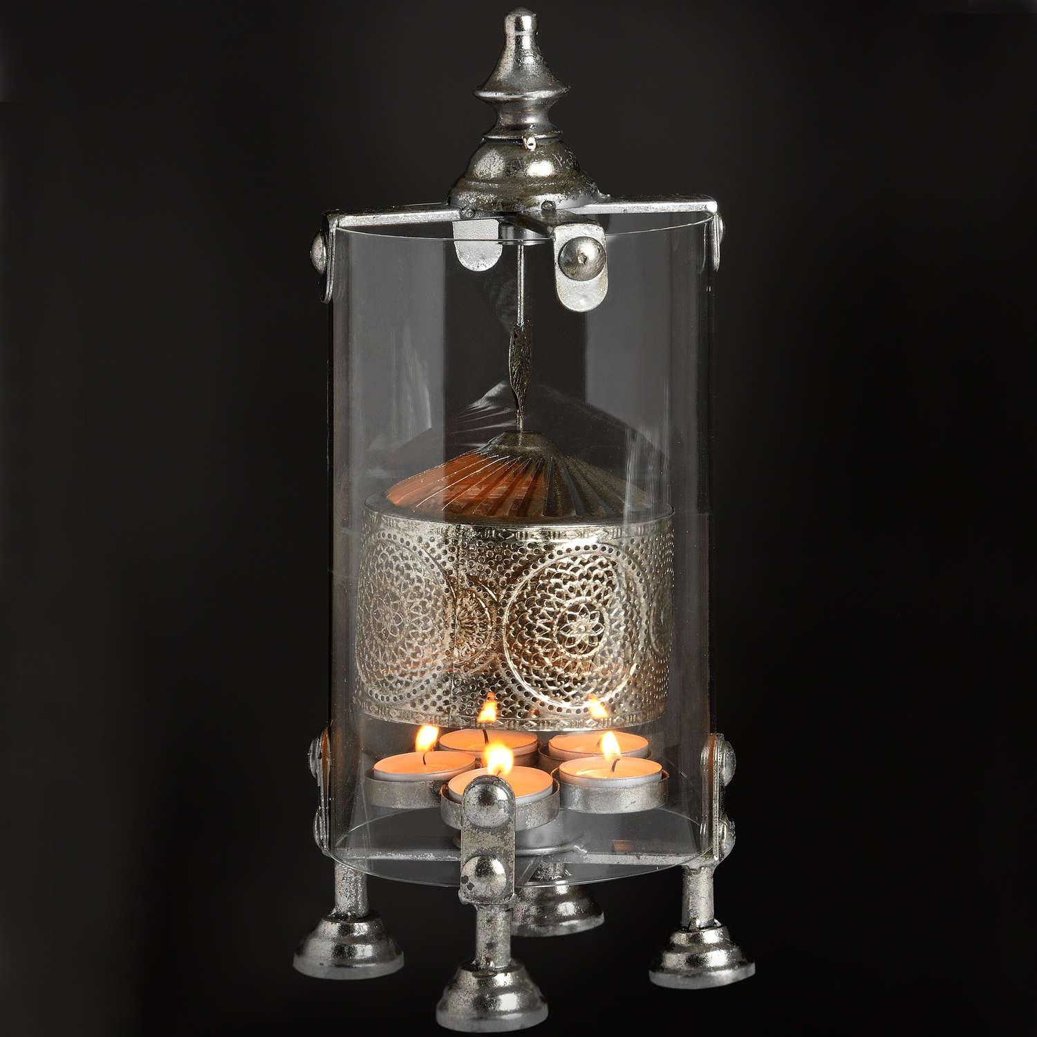 Antique Silver Heart Lantern Spinner - Eudemonia Home Goods