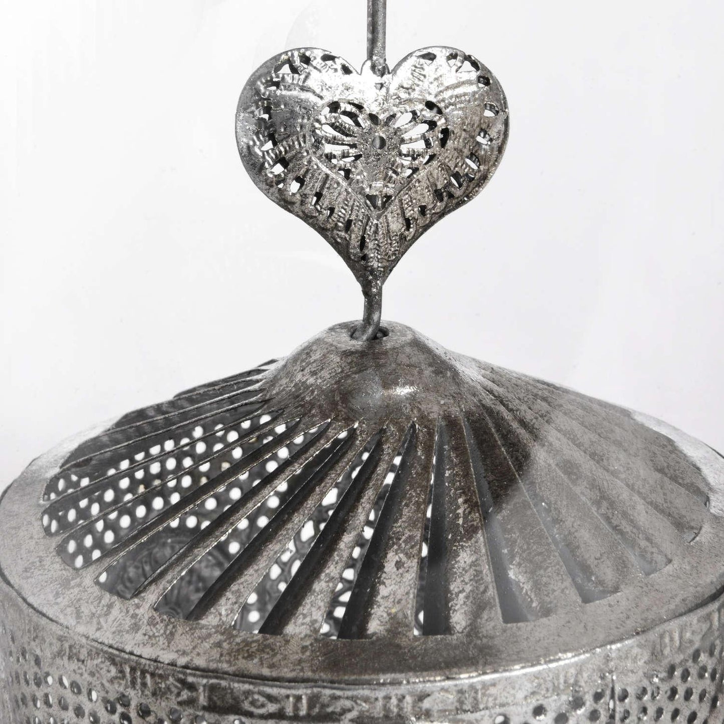 Antique Silver Heart Lantern Spinner - Eudemonia Home Goods