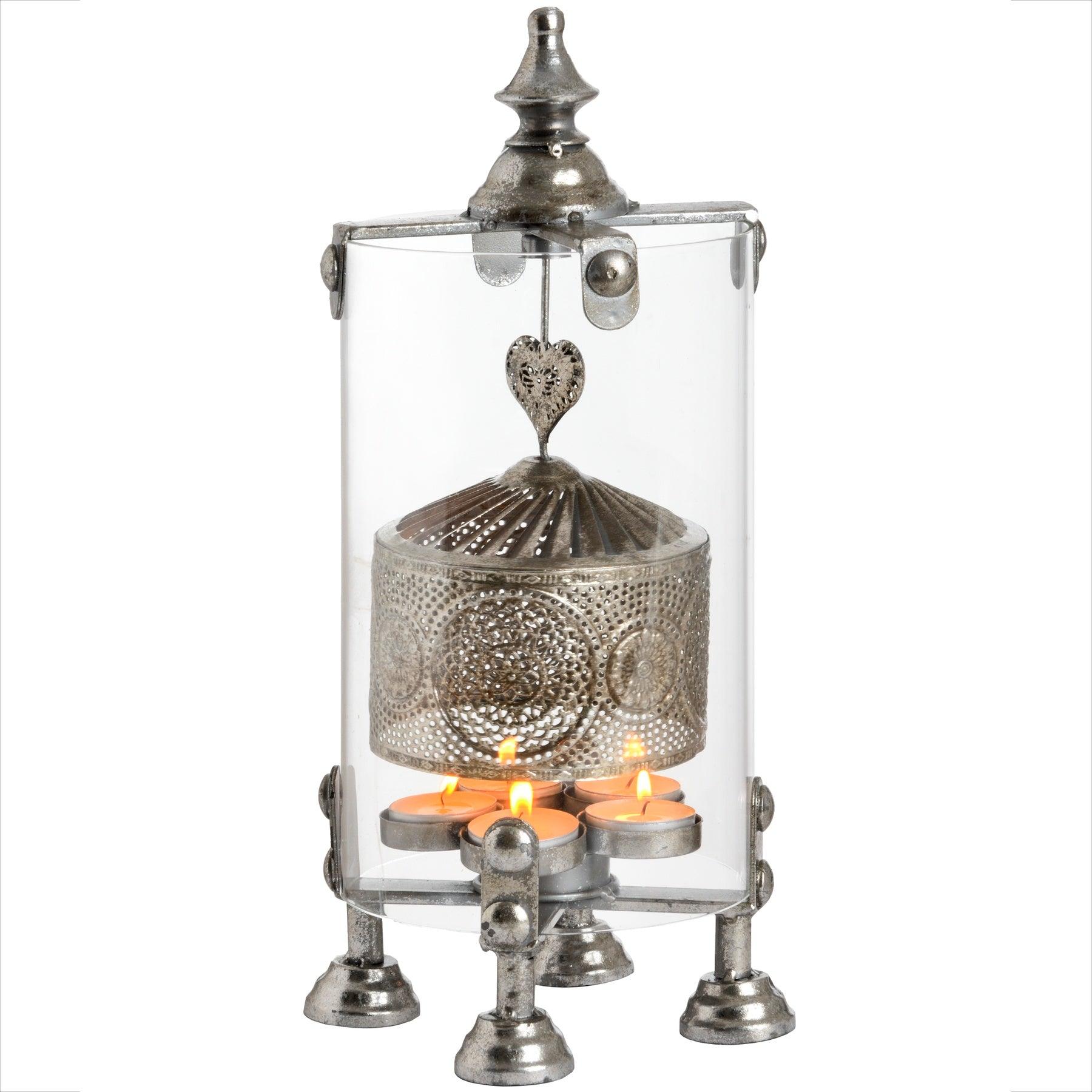 Antique Silver Heart Lantern Spinner - Eudemonia Home Goods