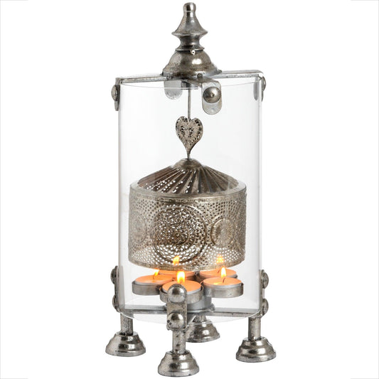 Antique Silver Heart Lantern Spinner - Eudemonia Home Goods