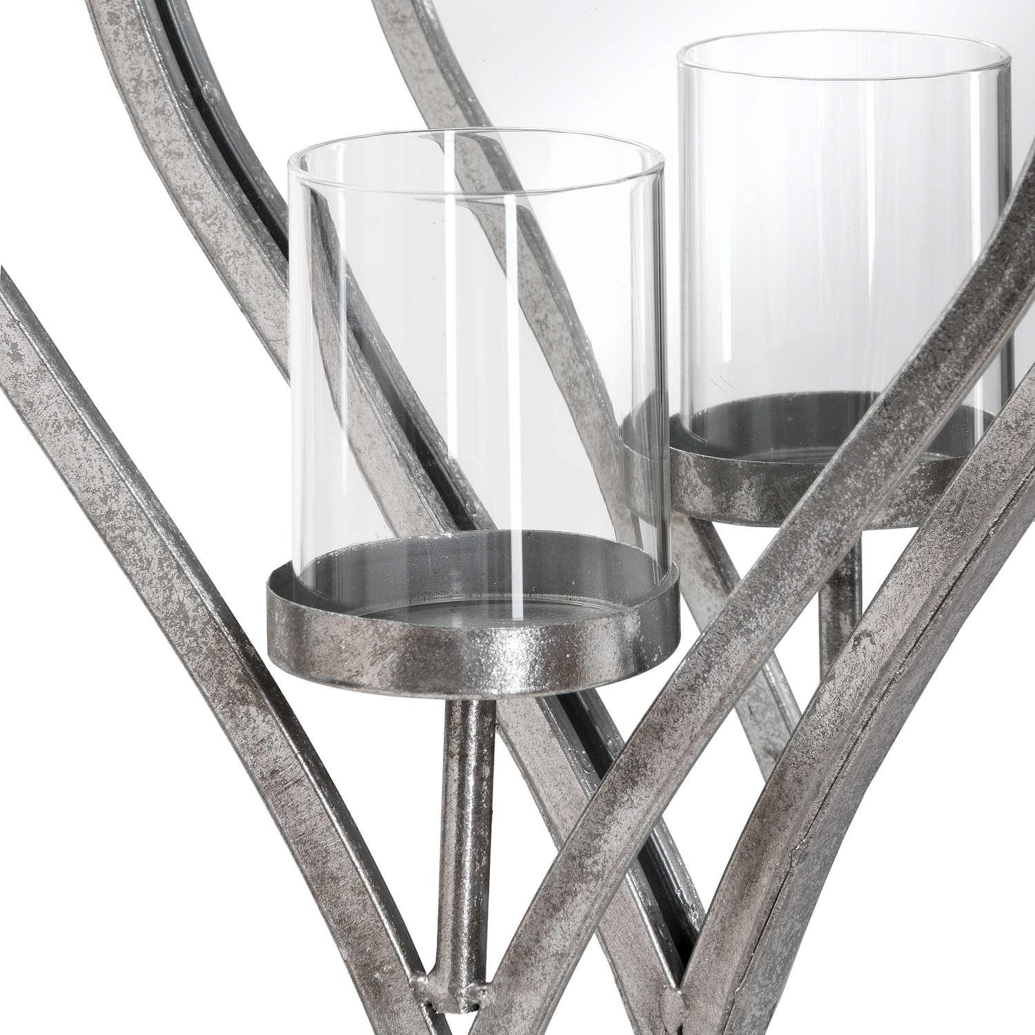 Small Antique Silver Mirrored Heart Candle Holder - Eudemonia Home Goods