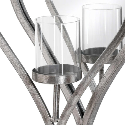 Small Antique Silver Mirrored Heart Candle Holder - Eudemonia Home Goods