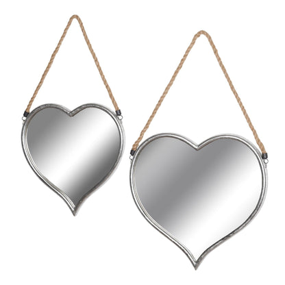 Set Of Two Heart Mirrors With Rope Detail - Eudemonia Home Goods