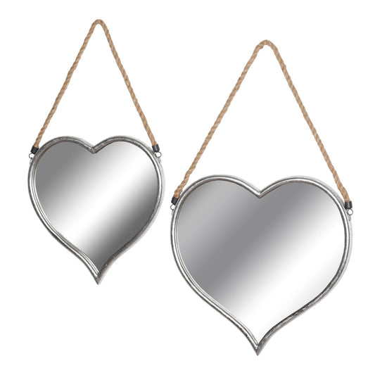 Set Of Two Heart Mirrors With Rope Detail - Eudemonia Home Goods