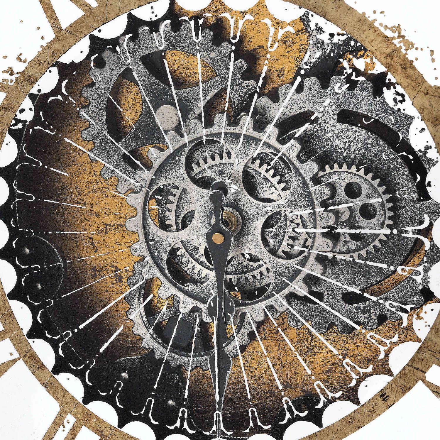 Mirrored Round Clock with Moving Mechanism - Eudemonia Home Goods
