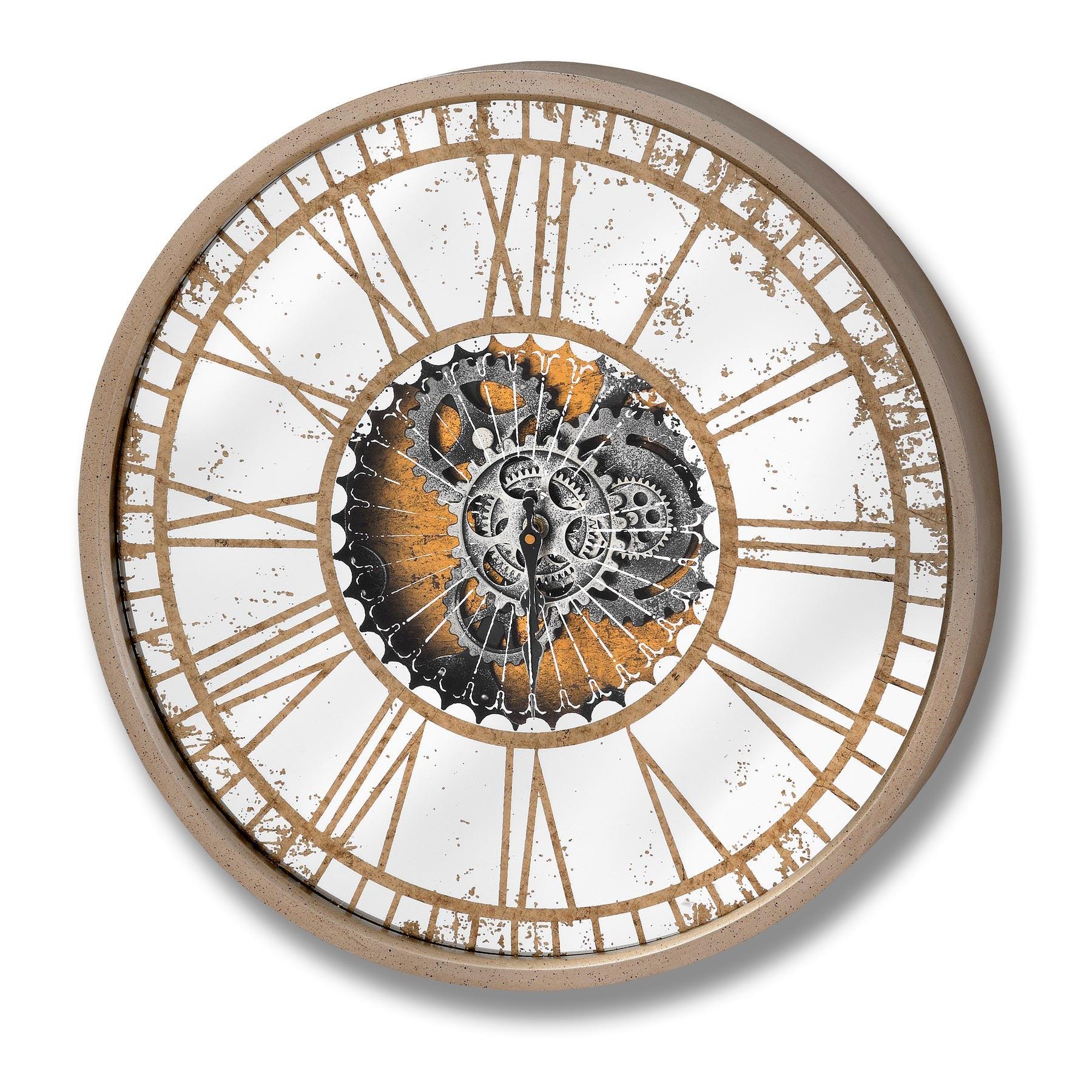 Mirrored Round Clock with Moving Mechanism - Eudemonia Home Goods