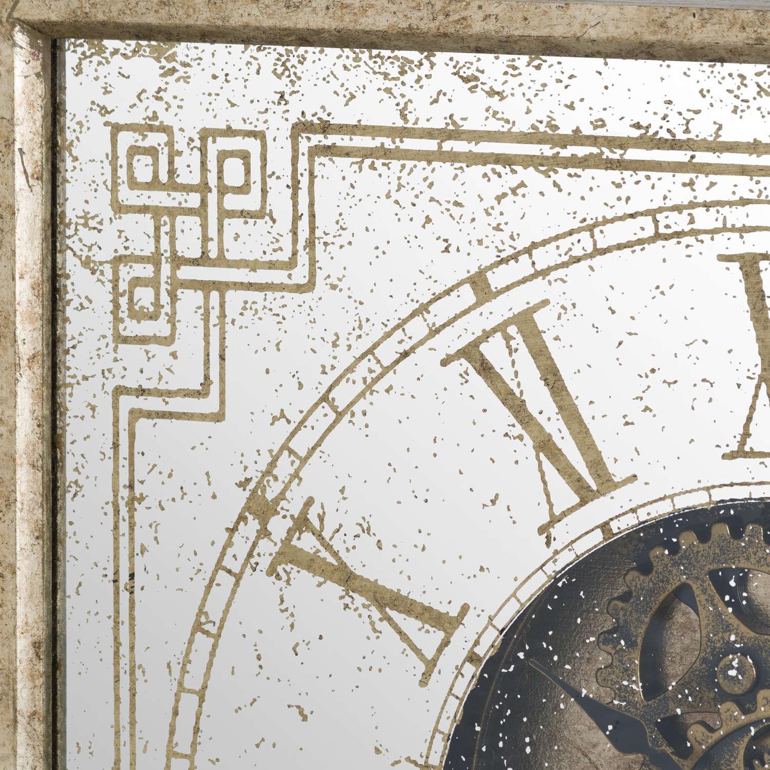Mirrored Square Framed Clock with Moving Mechanism - Eudemonia Home Goods