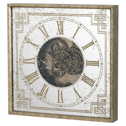 Mirrored Square Framed Clock with Moving Mechanism - Eudemonia Home Goods
