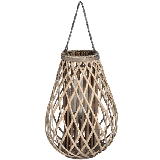 Large Wicker Bulbous Lantern - Eudemonia Home Goods