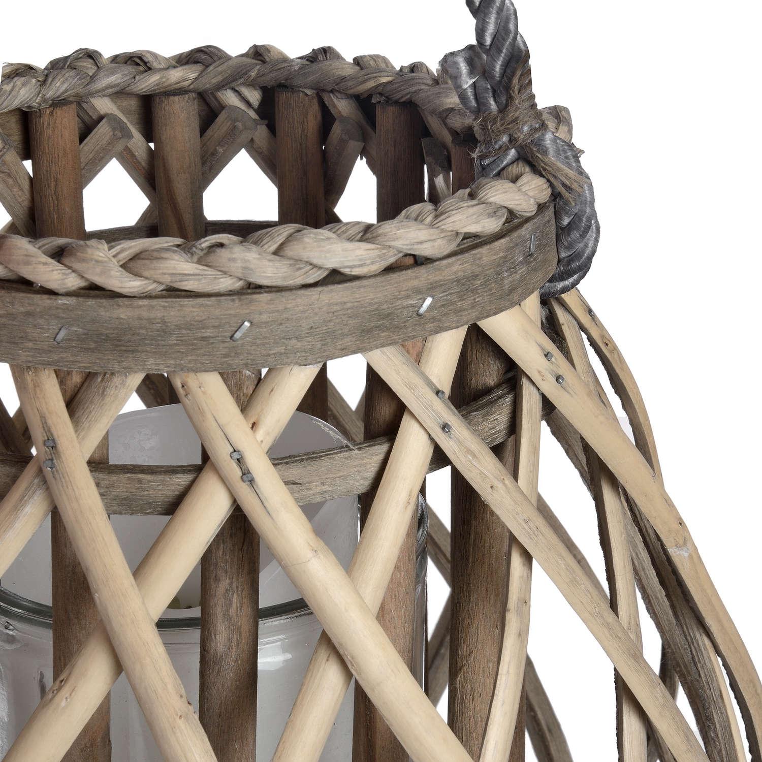 Small Wicker Bulbous Lantern - Eudemonia Home Goods