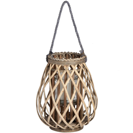 Small Wicker Bulbous Lantern - Eudemonia Home Goods