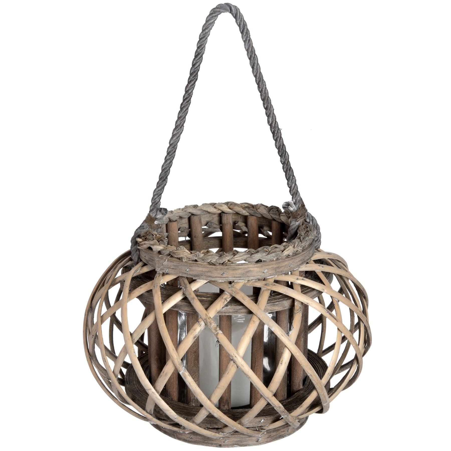 Large Wicker Basket Lantern - Eudemonia Home Goods