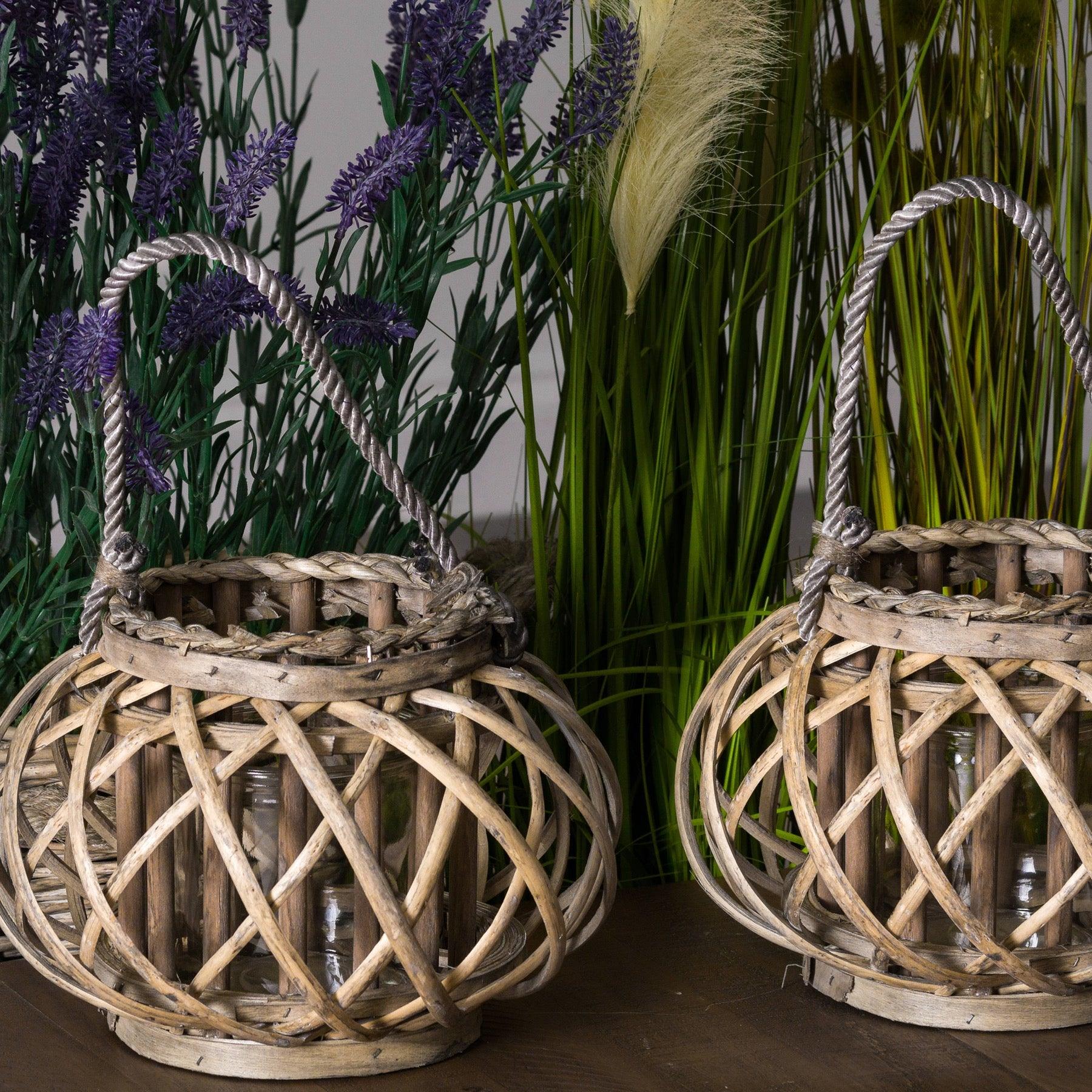 Small Wicker Basket Lantern - Eudemonia Home Goods