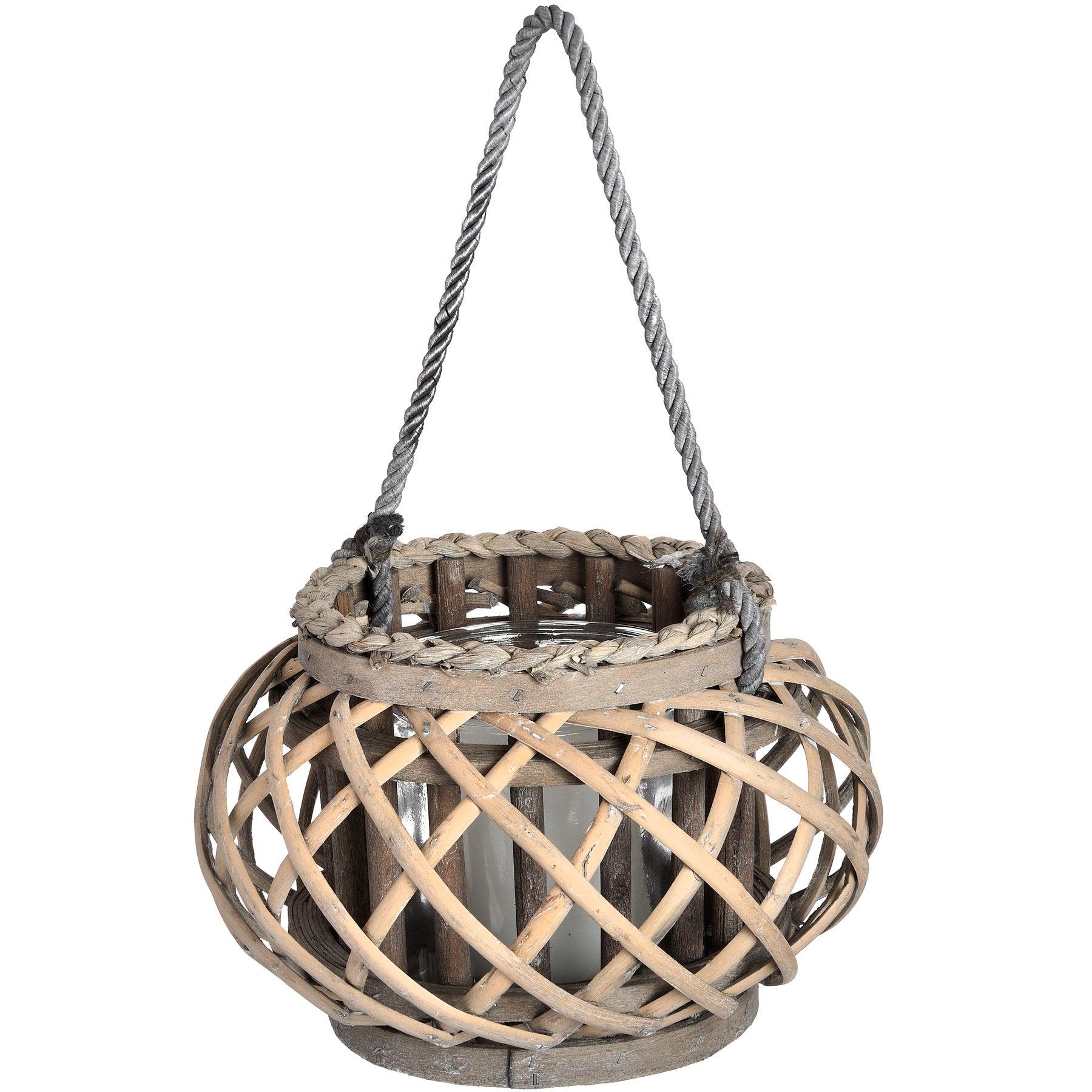 Small Wicker Basket Lantern - Eudemonia Home Goods