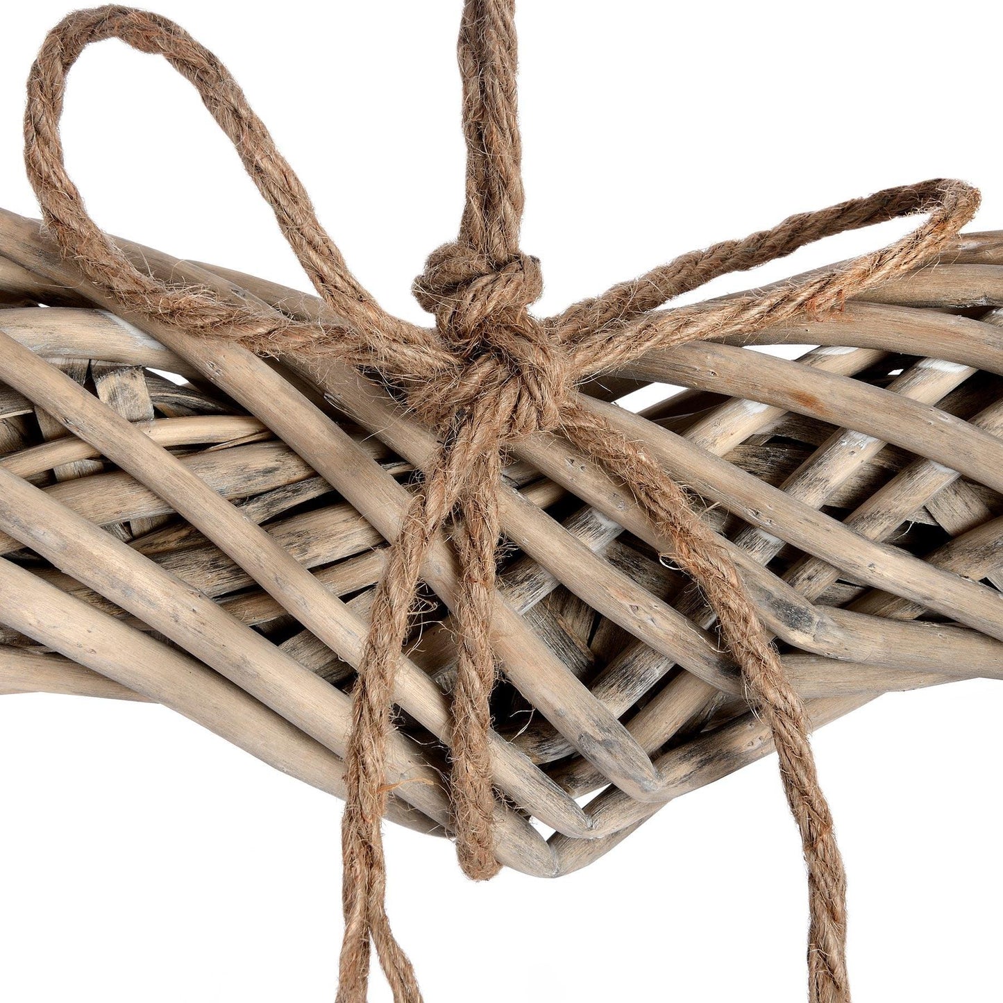 Brown Large Wicker Hanging Heart with Rope Detail - Eudemonia Home Goods