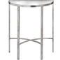 Mirrored Silver Half Moon Table With Cross Detail - Eudemonia Home Goods