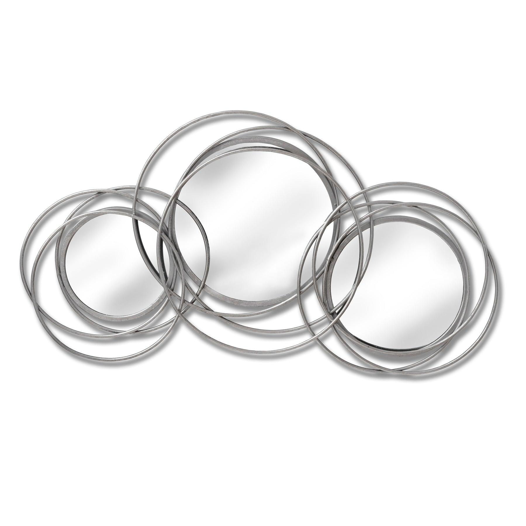 Silver Trio Multi Circled Wall Art Mirror - Eudemonia Home Goods