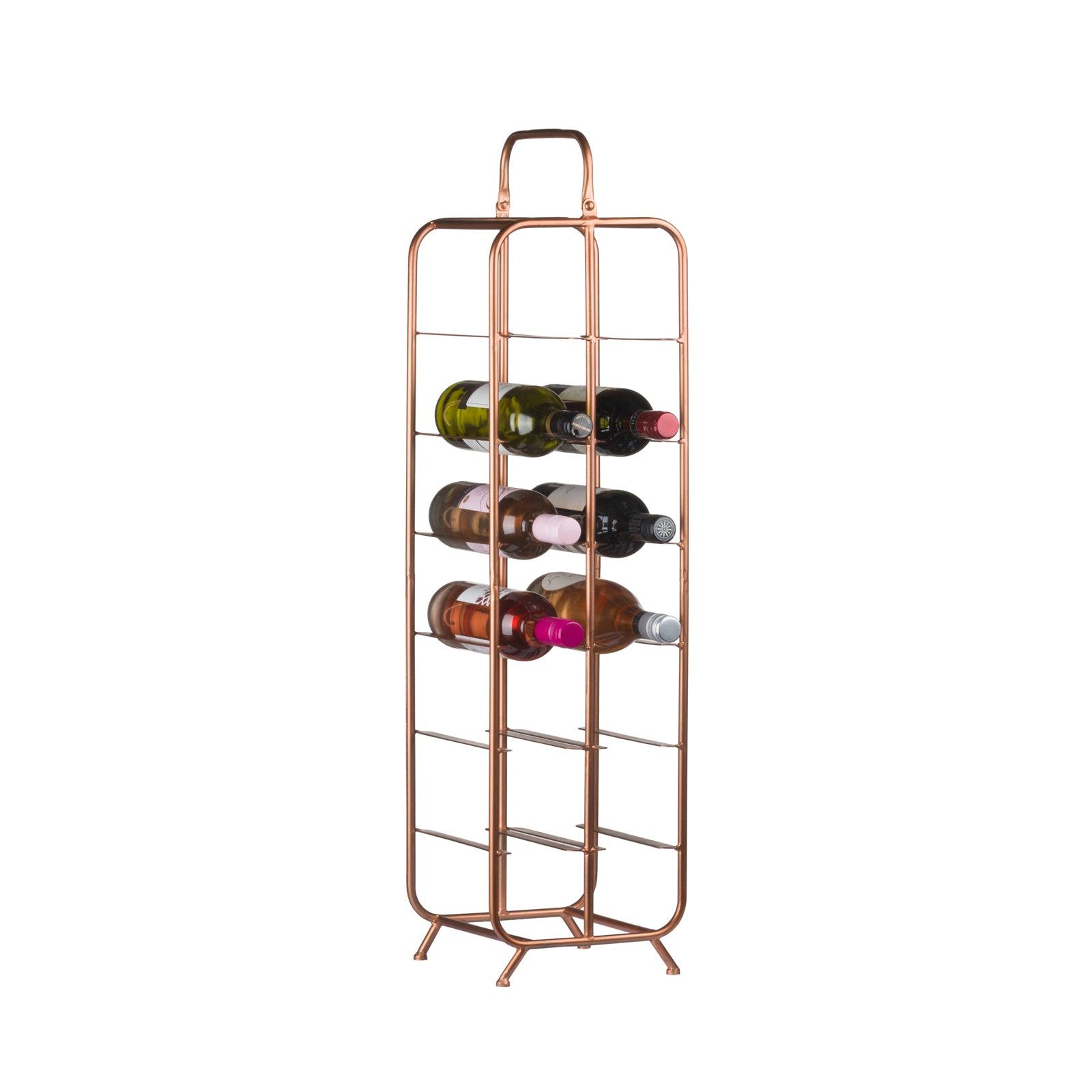 Industrial Inspired Copper Finished 12 Bottle Wine Holder - Eudemonia Home Goods