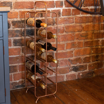Industrial Inspired Copper Finished 12 Bottle Wine Holder - Eudemonia Home Goods