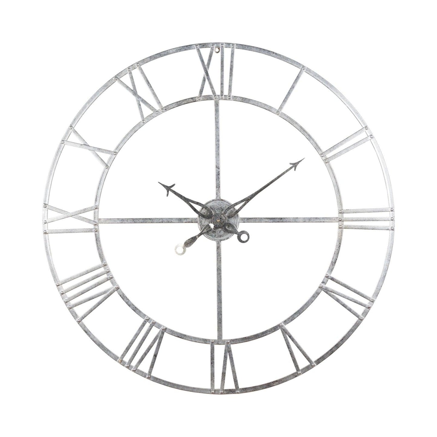 Large Silver Foil Skeleton Wall Clock - Eudemonia Home Goods