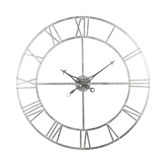 Large Silver Foil Skeleton Wall Clock - Eudemonia Home Goods