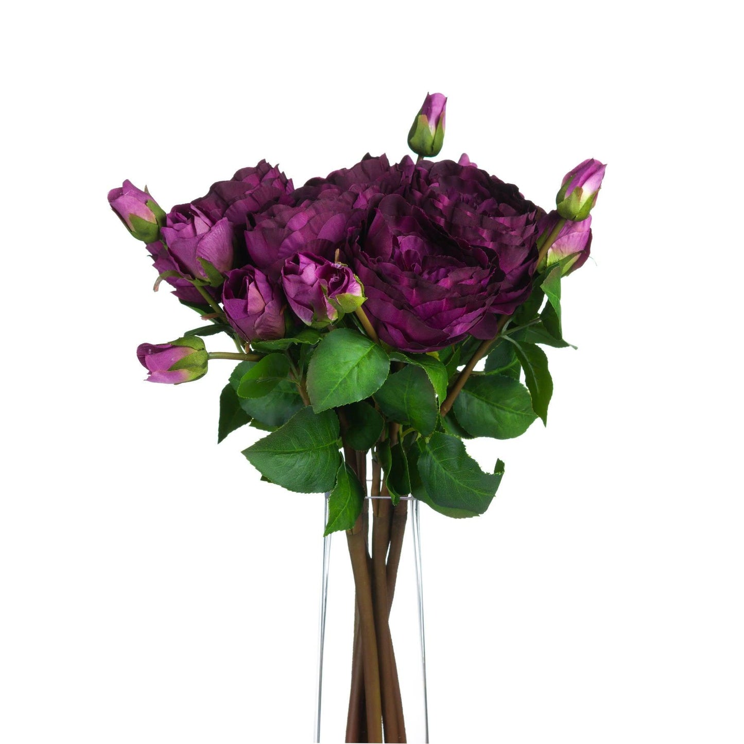 Deep Purple Wedding Peony Rose Spray - Eudemonia Home Goods