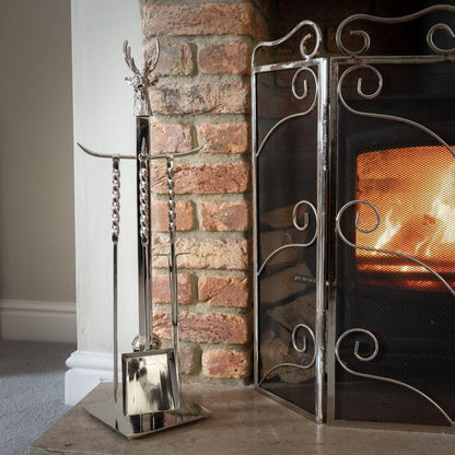 Hand Turned Stag Companion Set In Polished Nickel - Eudemonia Home Goods