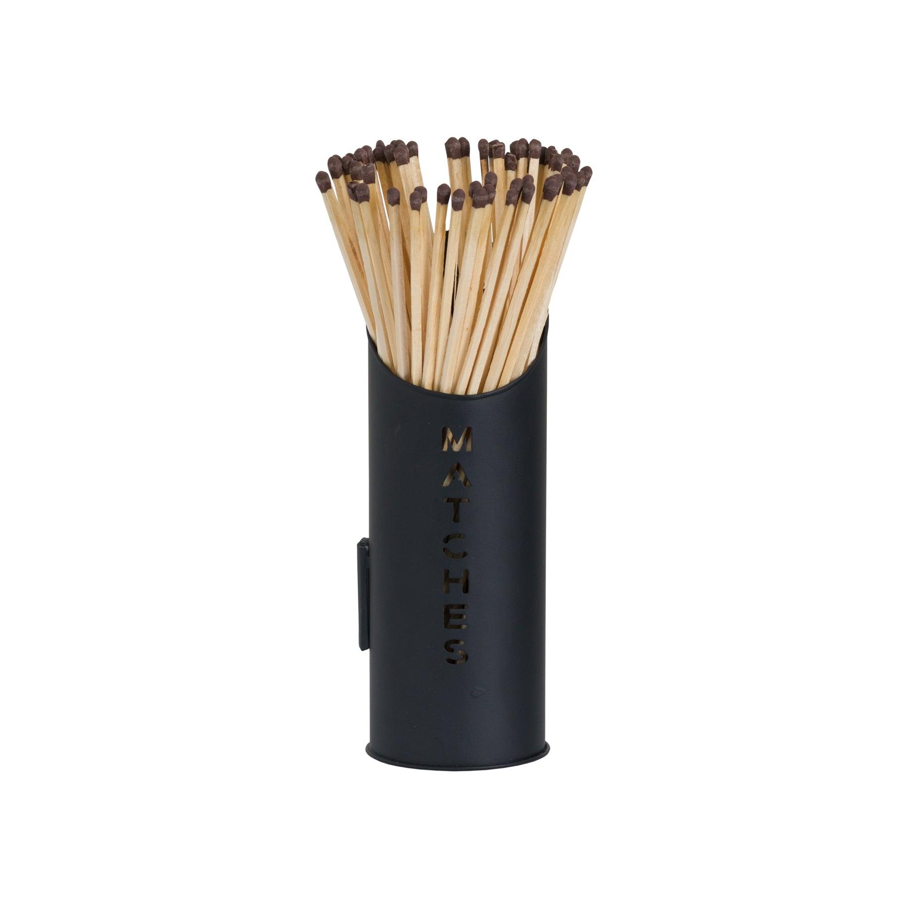 Black Finish Logs And Kindling Buckets & Matchstick Holder - Eudemonia Home Goods