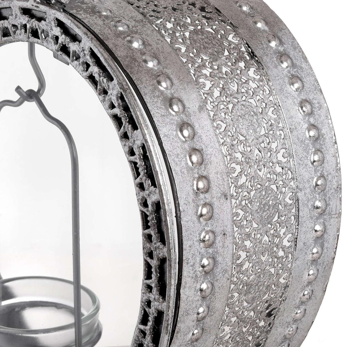 Free Standing Heart Tealight Lantern in Antique Silver - Eudemonia Home Goods