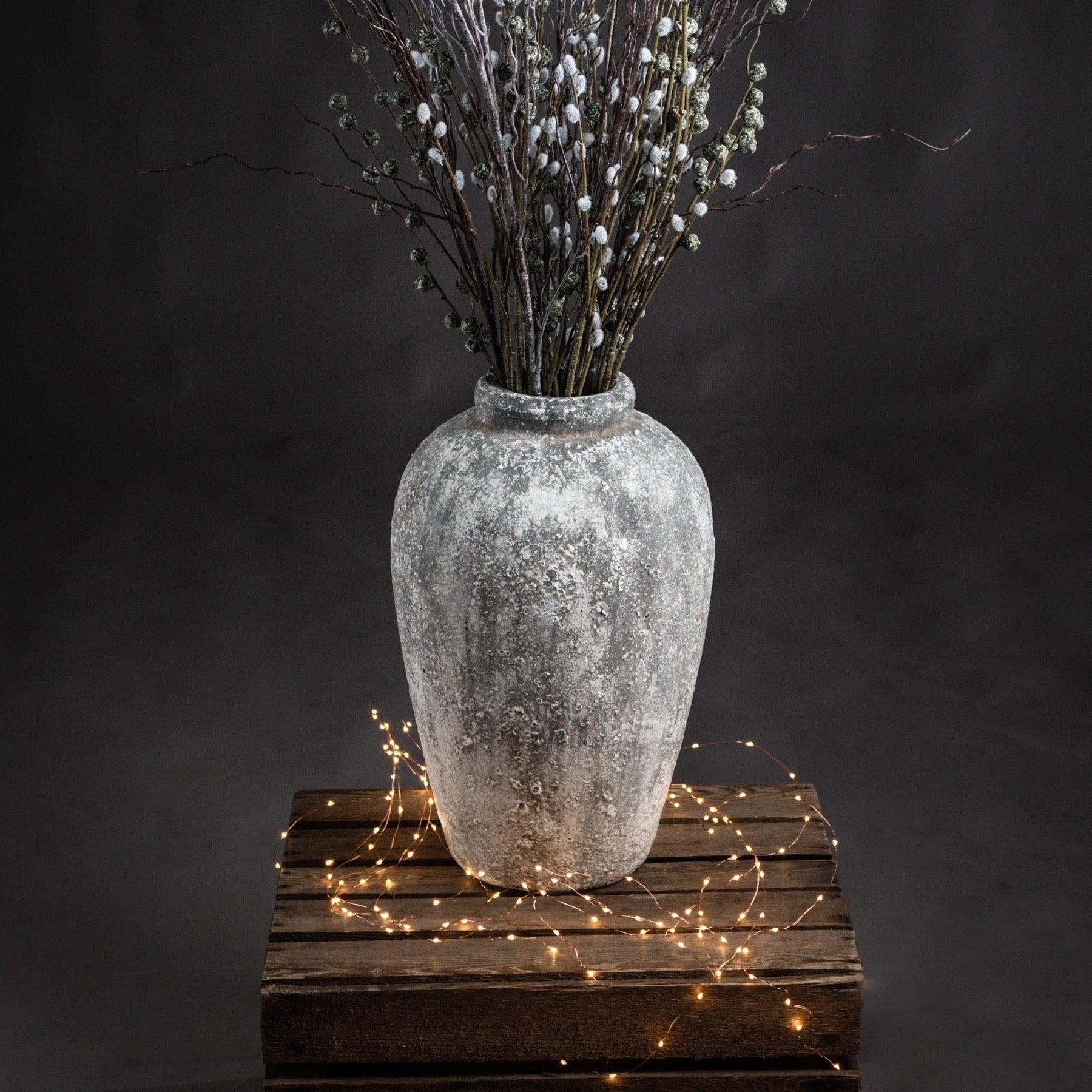 Aged Stone Tall Ceramic Vase - Eudemonia Home Goods