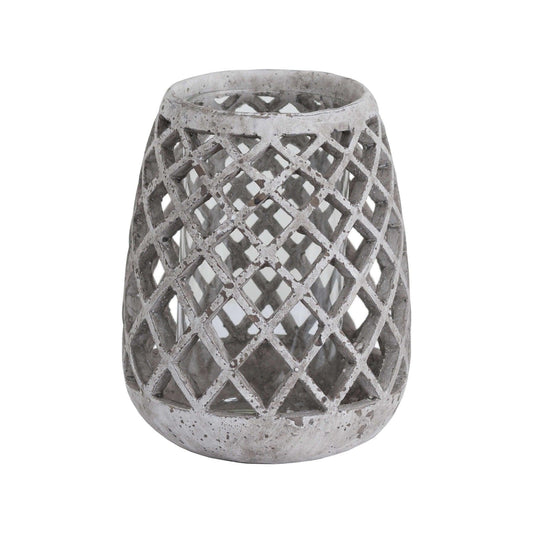 Large Conical Ceramic Lattice Hurricane Lantern - Eudemonia Home Goods