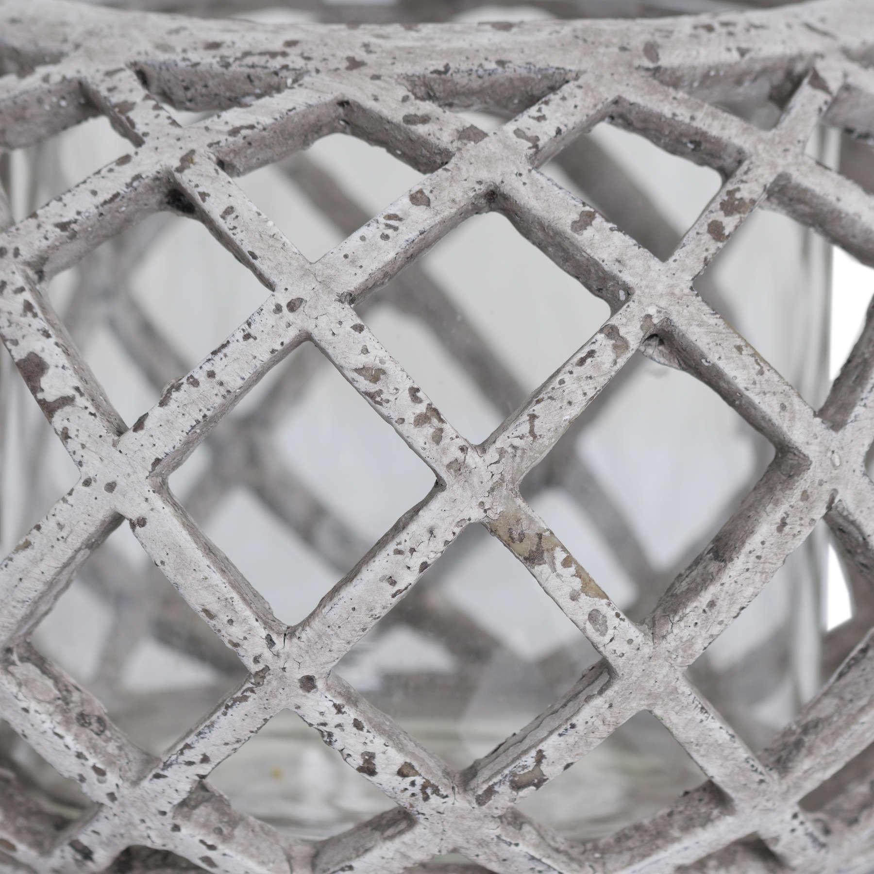 Round Ceramic Lattice Hurricane Lantern - Eudemonia Home Goods