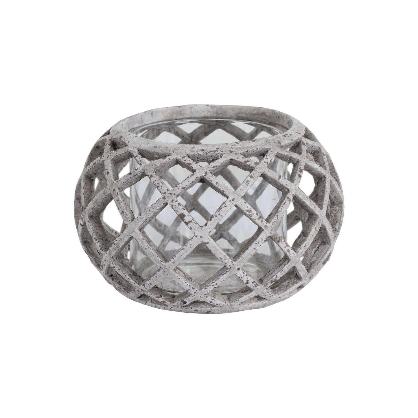 Round Ceramic Lattice Hurricane Lantern - Eudemonia Home Goods