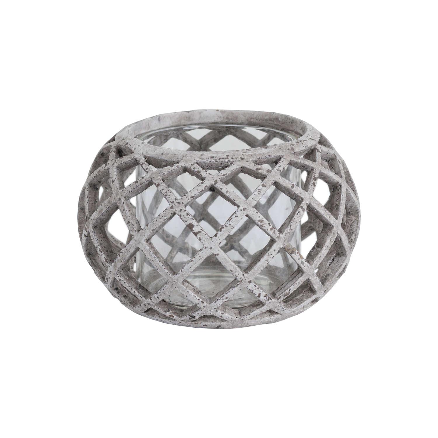 Round Ceramic Lattice Hurricane Lantern - Eudemonia Home Goods