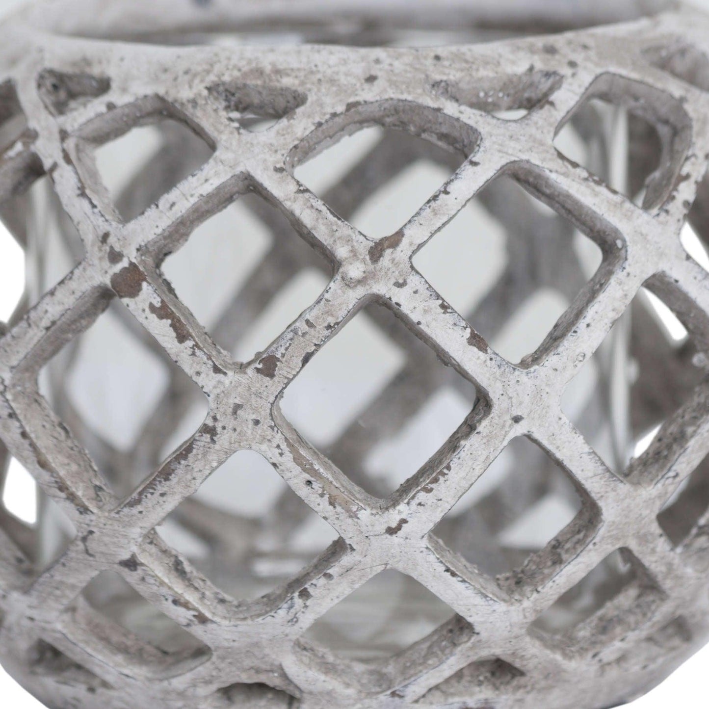 Large Round Ceramic Lattice Hurricane Lantern - Eudemonia Home Goods