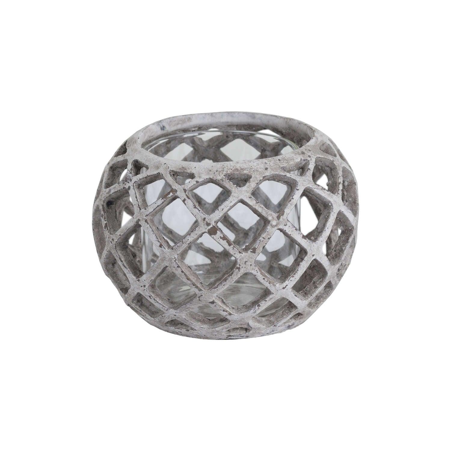 Large Round Ceramic Lattice Hurricane Lantern - Eudemonia Home Goods